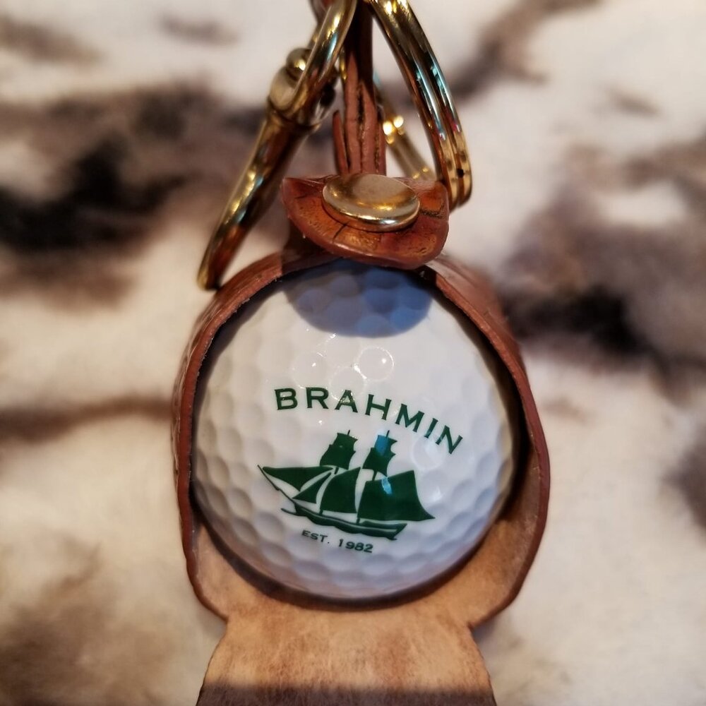 RARE Vintage Brahmin Keychain Golf Ball Holder Charm